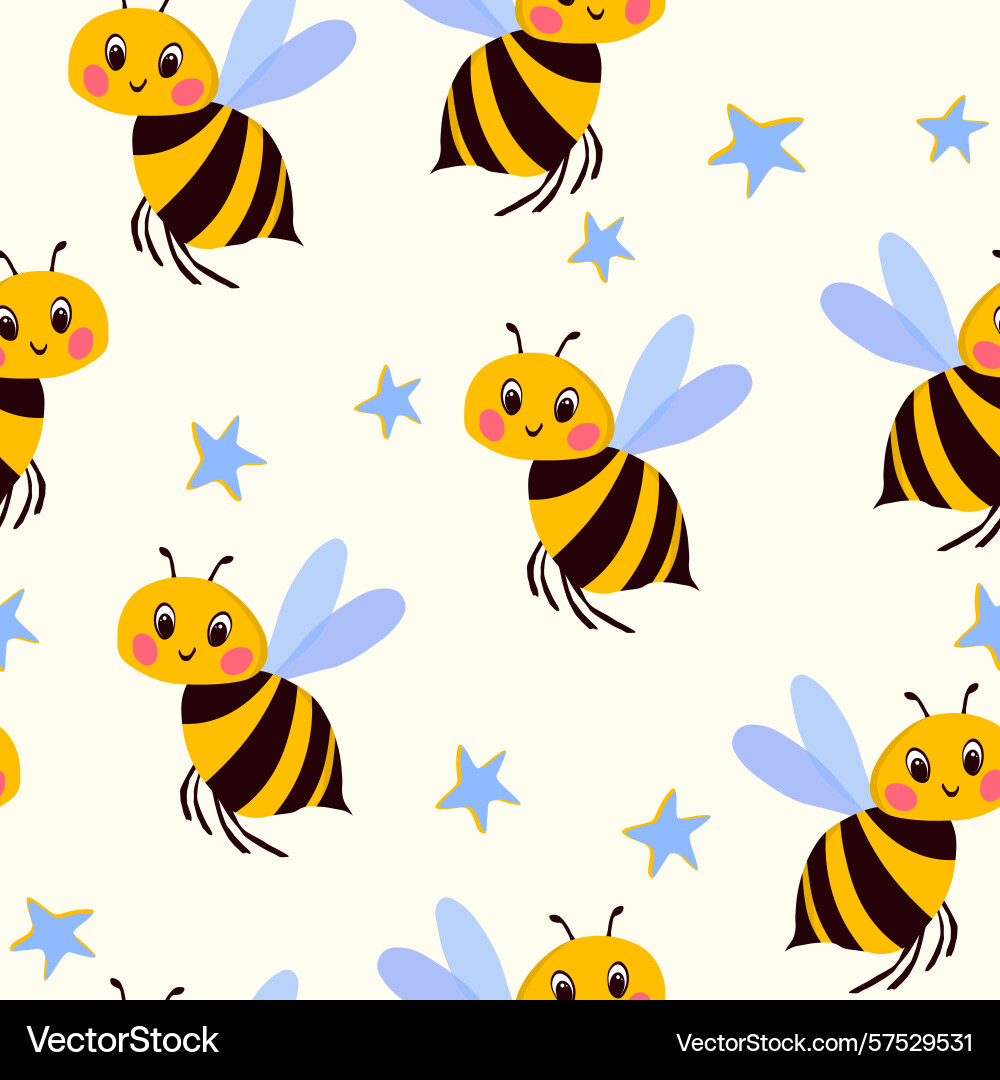 Seamless pattern with bees small wasp Vector Image
