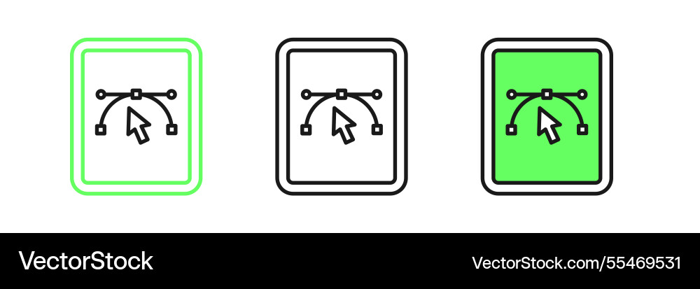 Set line computer display with design program Set line computer display with design program vector image