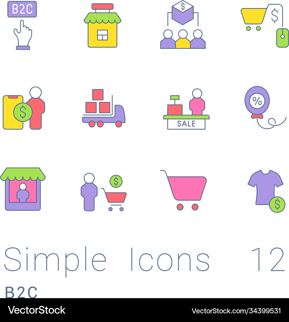 Set simple line icons b2c Set simple line icons b2c vector image
