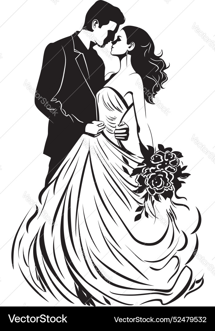 Everlasting vows bride and groom symbolic icon Vector Image