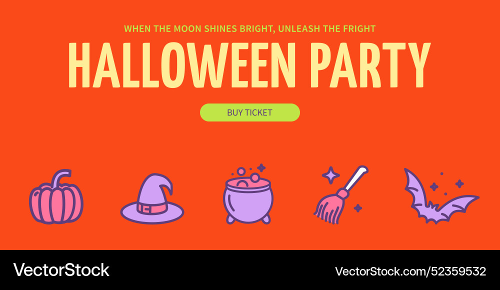Halloween Party horizontal Plakat Plakat Plakat Banner Vektorbild