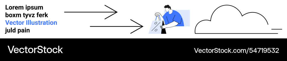 Man transferring document data to cloud storage Man transferring document data to cloud storage Vector Image