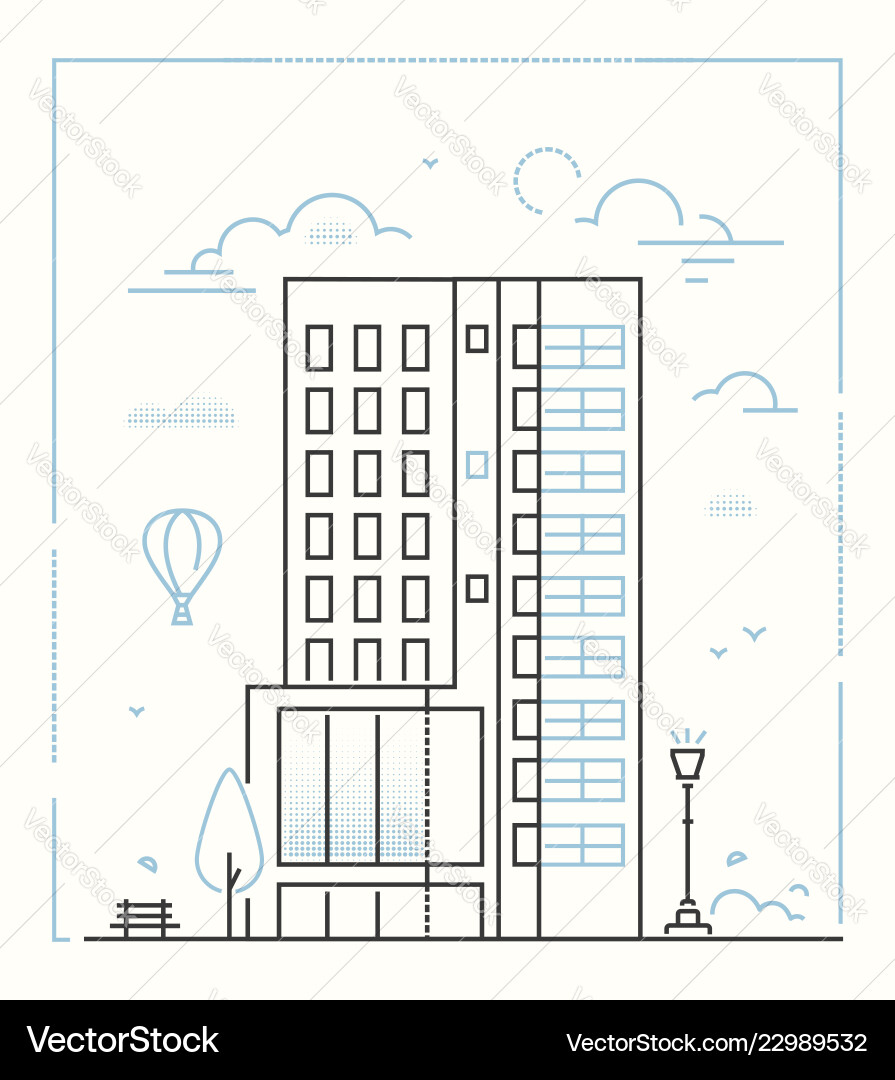 Modern building - line design style Modern building - line design style vector image