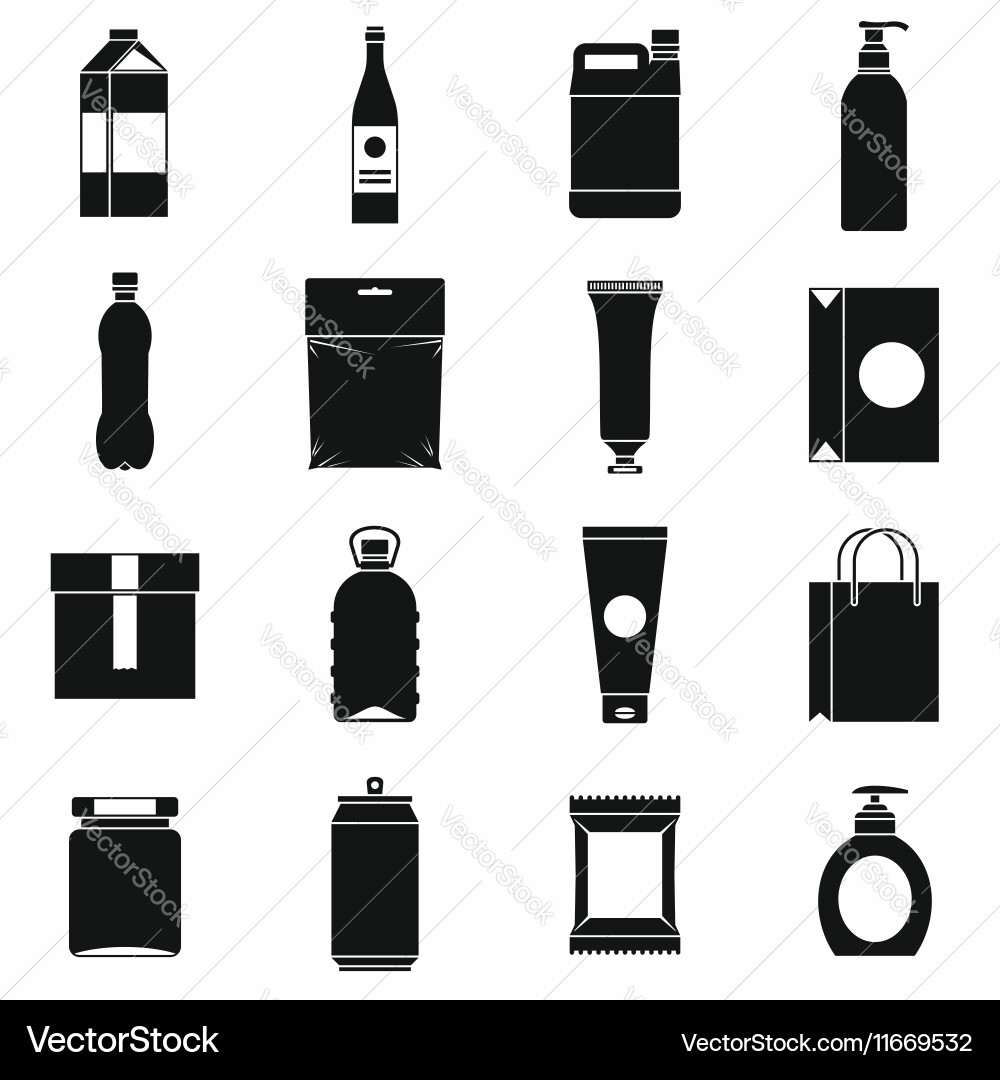 Packaging items icons set simple style Vector Image