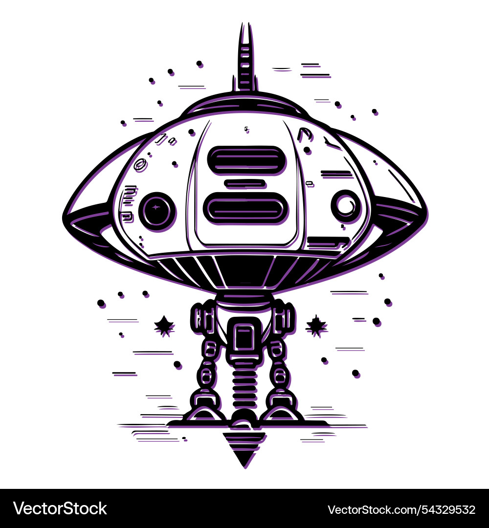 Retro futuristic spaceship robot concept Vector Image