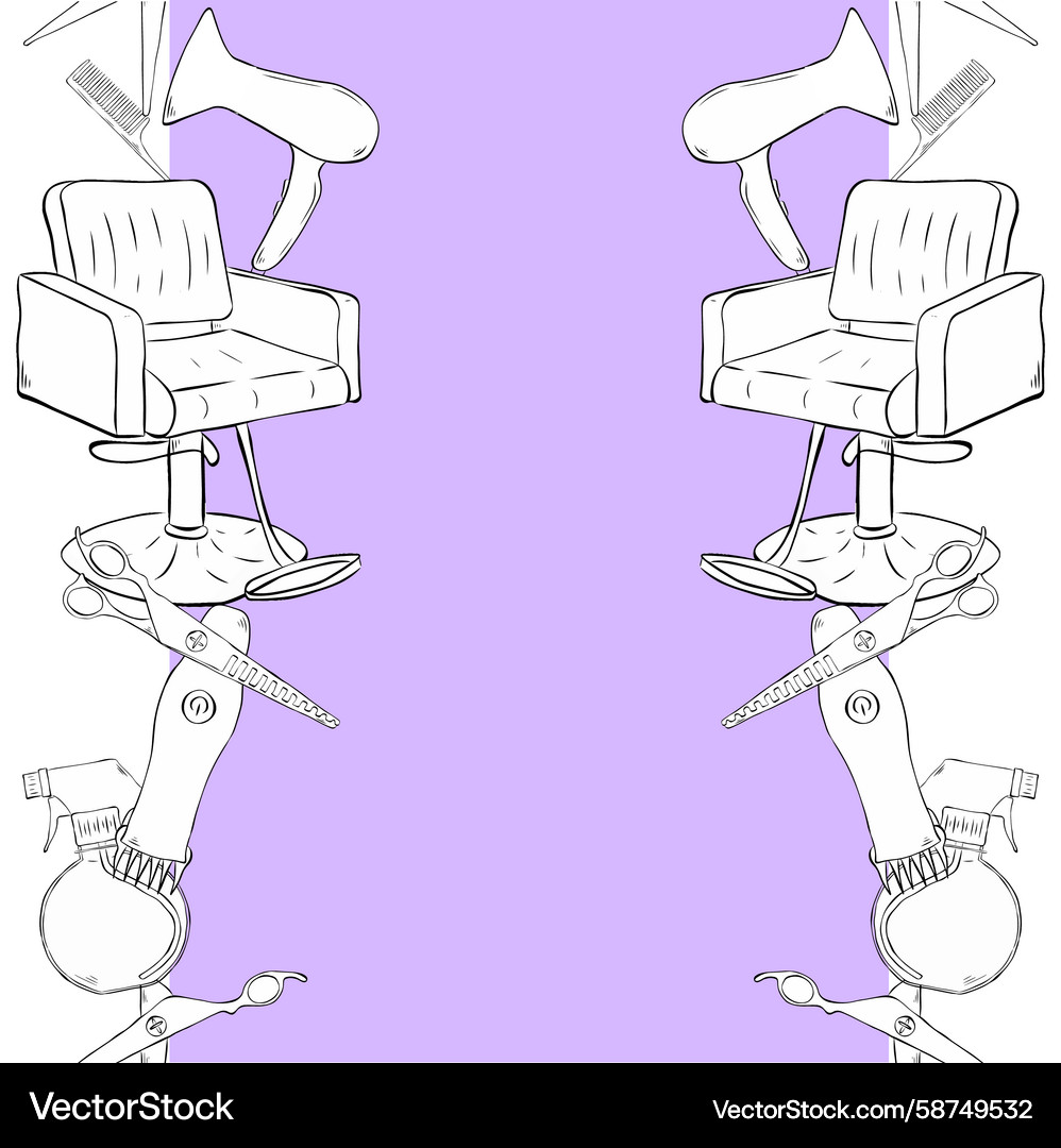 Salon Objects & Tools Frame Vector Image