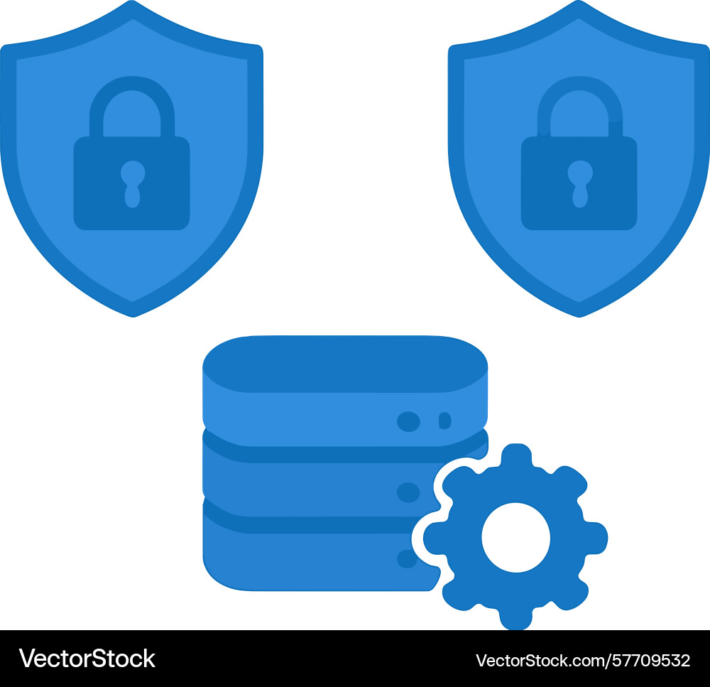 Secure data configuration with two shields Secure data configuration with two shields vector image