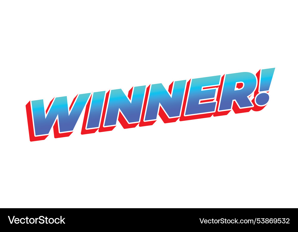 Winner text effect with modern color in 3d style Vector Image