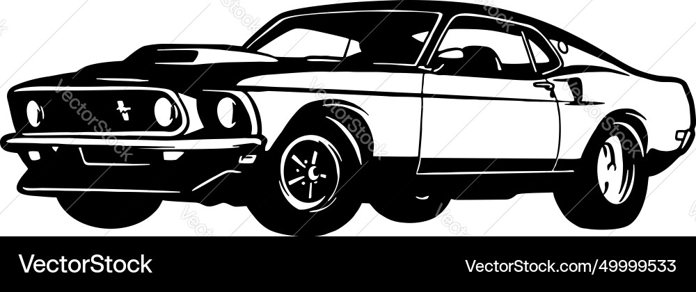1969 Ford Mustang Boss 429 Silhouette vektorbild