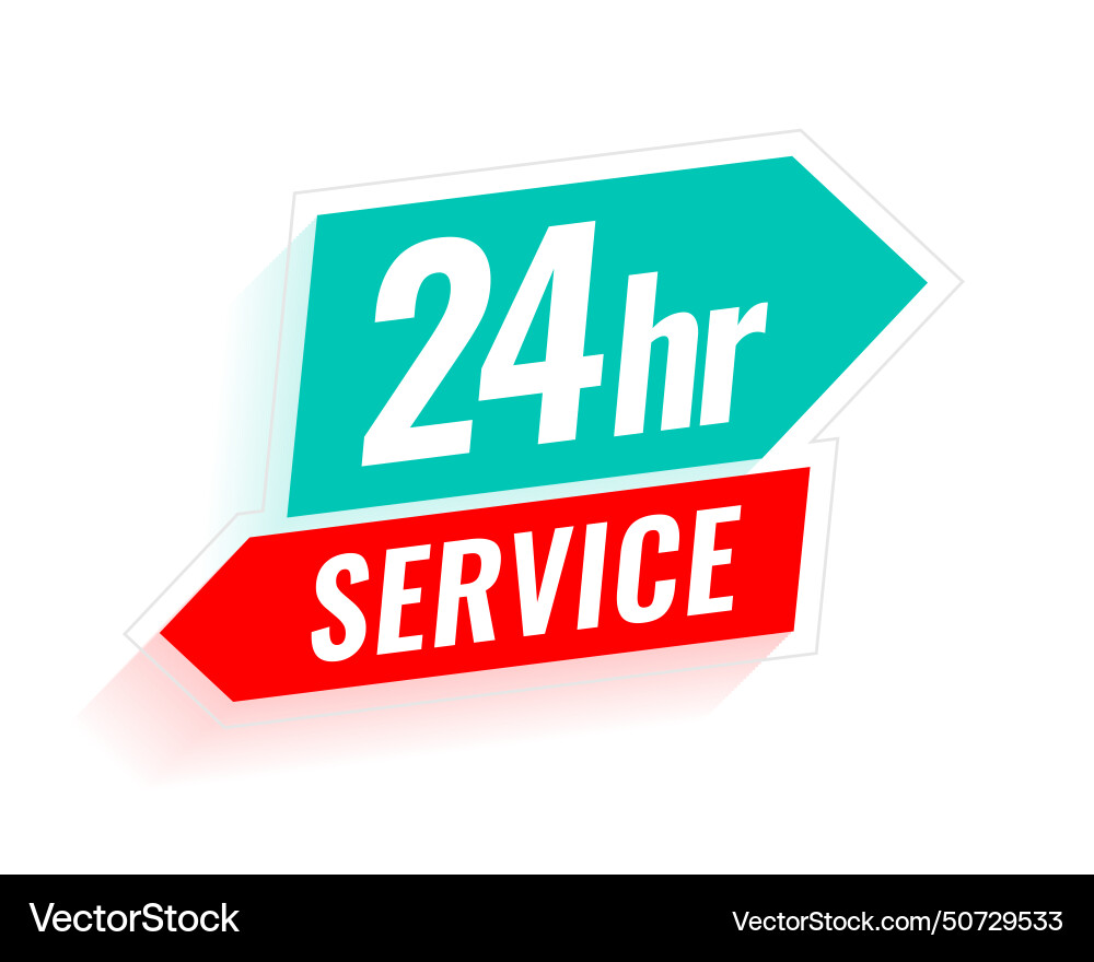 24 hours everyday open service label with arrow 24 hours everyday open service label with arrow vector image