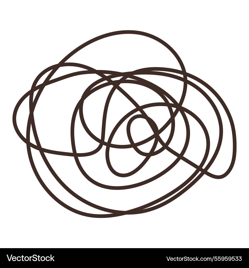 Abstract tangled black line forming chaotic loop Abstract tangled black line forming chaotic loop Vector Image