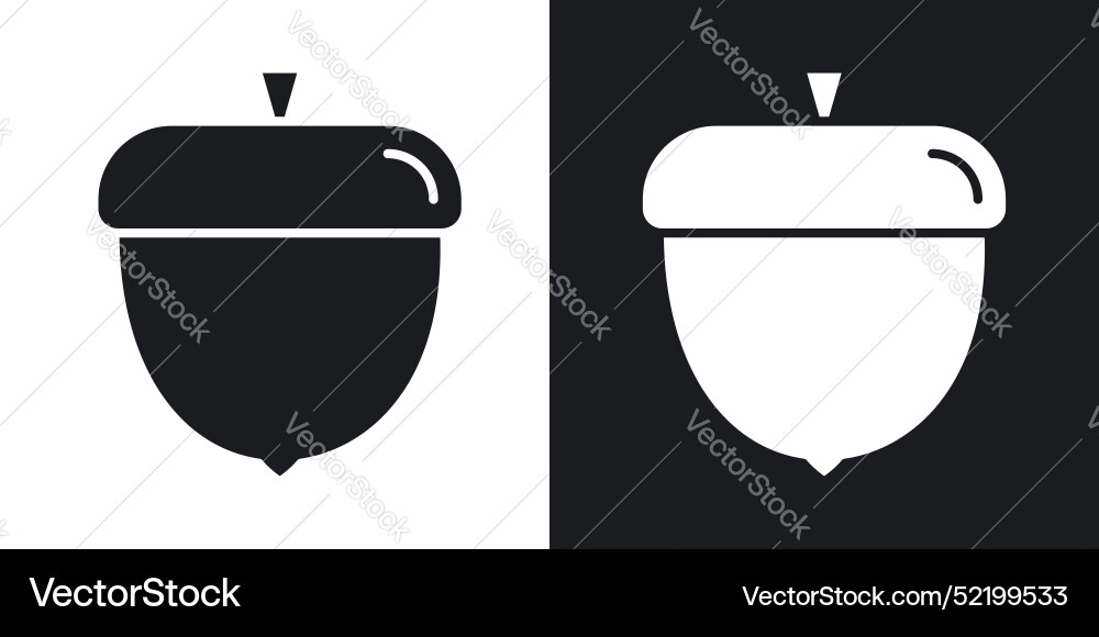 Acorn icon set in solid style Vector Image