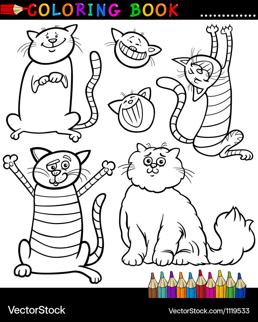 Cartoon cats or kittens coloring page