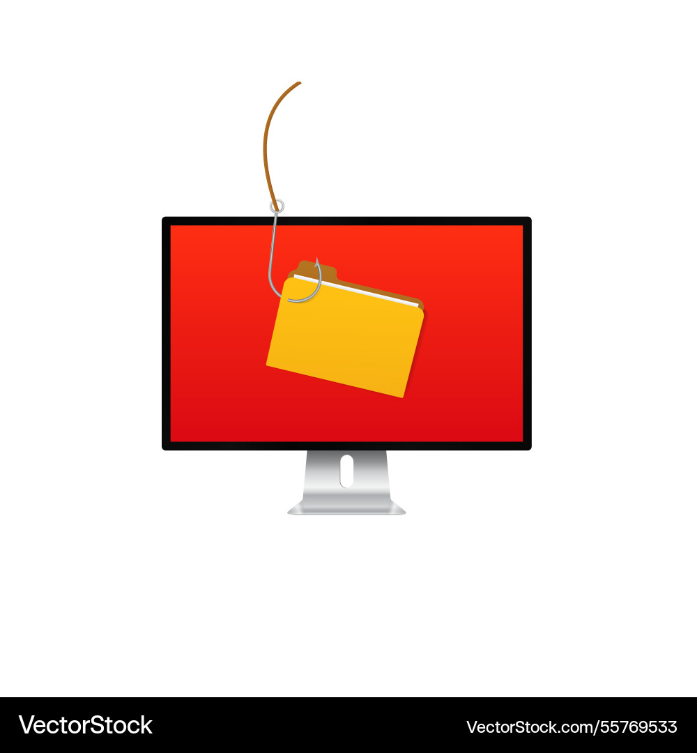 Computer display showing security threat from Vector Image
