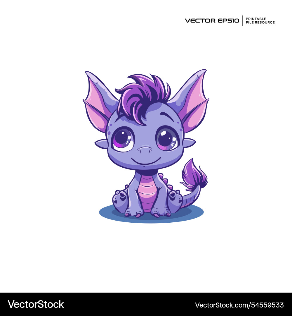 Cute baby purple dragon character mascot logo Cute baby purple dragon character mascot logo Vector Image