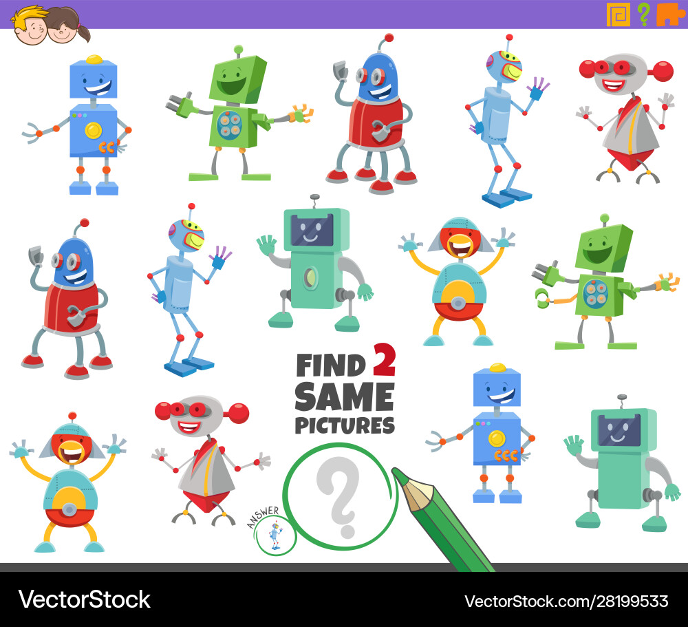 Find Two Matching Robot Pairs vector image