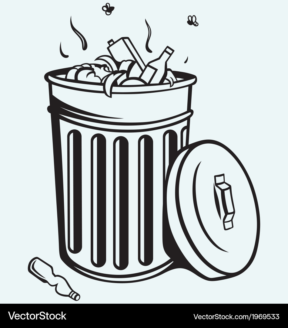 Full Trash Can with Garbage vector image
