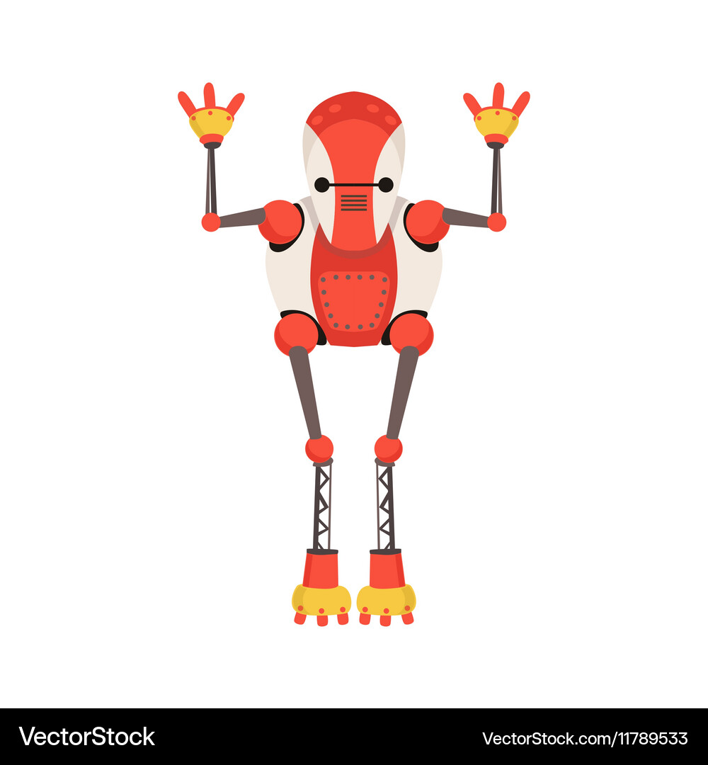 Red and white android robot character with thin Vector Image