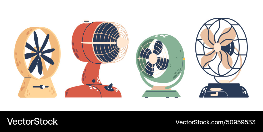 Table fans electric devices that circulate air Table fans electric devices that circulate air vector image