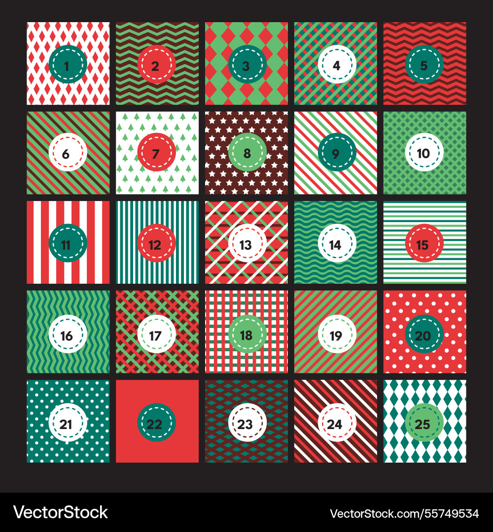 Advent calendar with abstract designs Vector Image