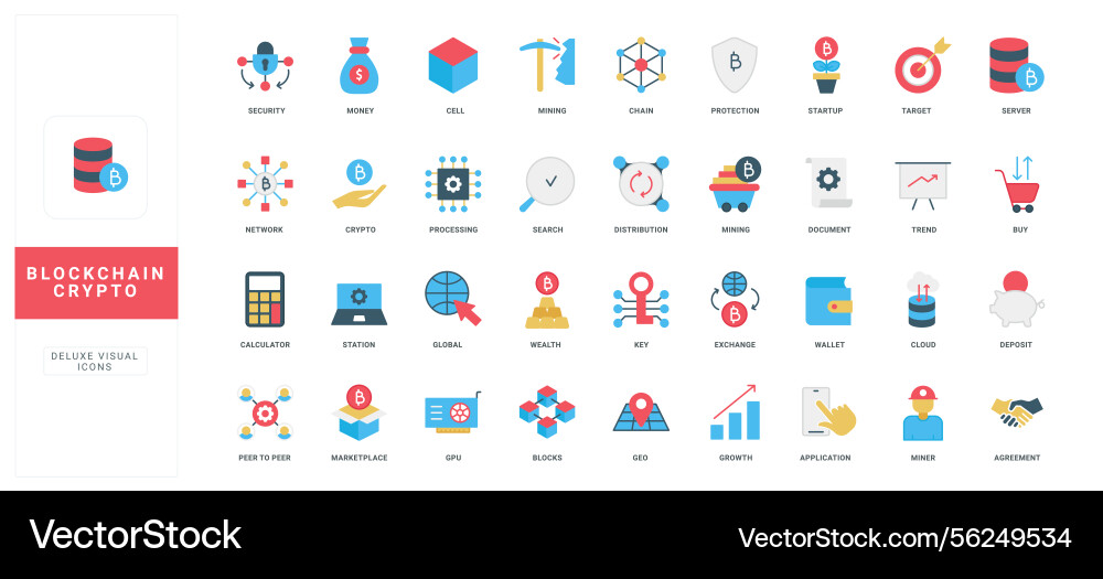 Blockchain and crypto wallet node Blockchain and crypto wallet node vector image
