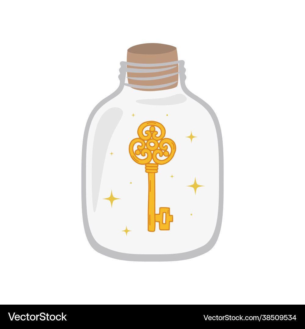 Bottle with key inside concept password Bottle with key inside concept password vector image
