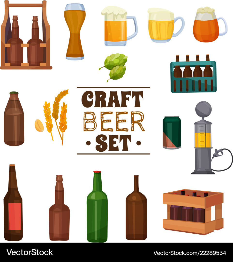 Craft beer set Royalty Free Vector Image - VectorStock