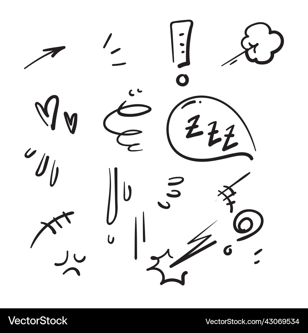 Hand drawn doodle cartoon expression effect Hand drawn doodle cartoon expression effect vector image