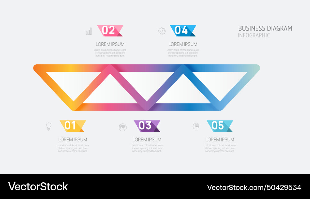 Infographic template with 5 steps for business 3d vector image