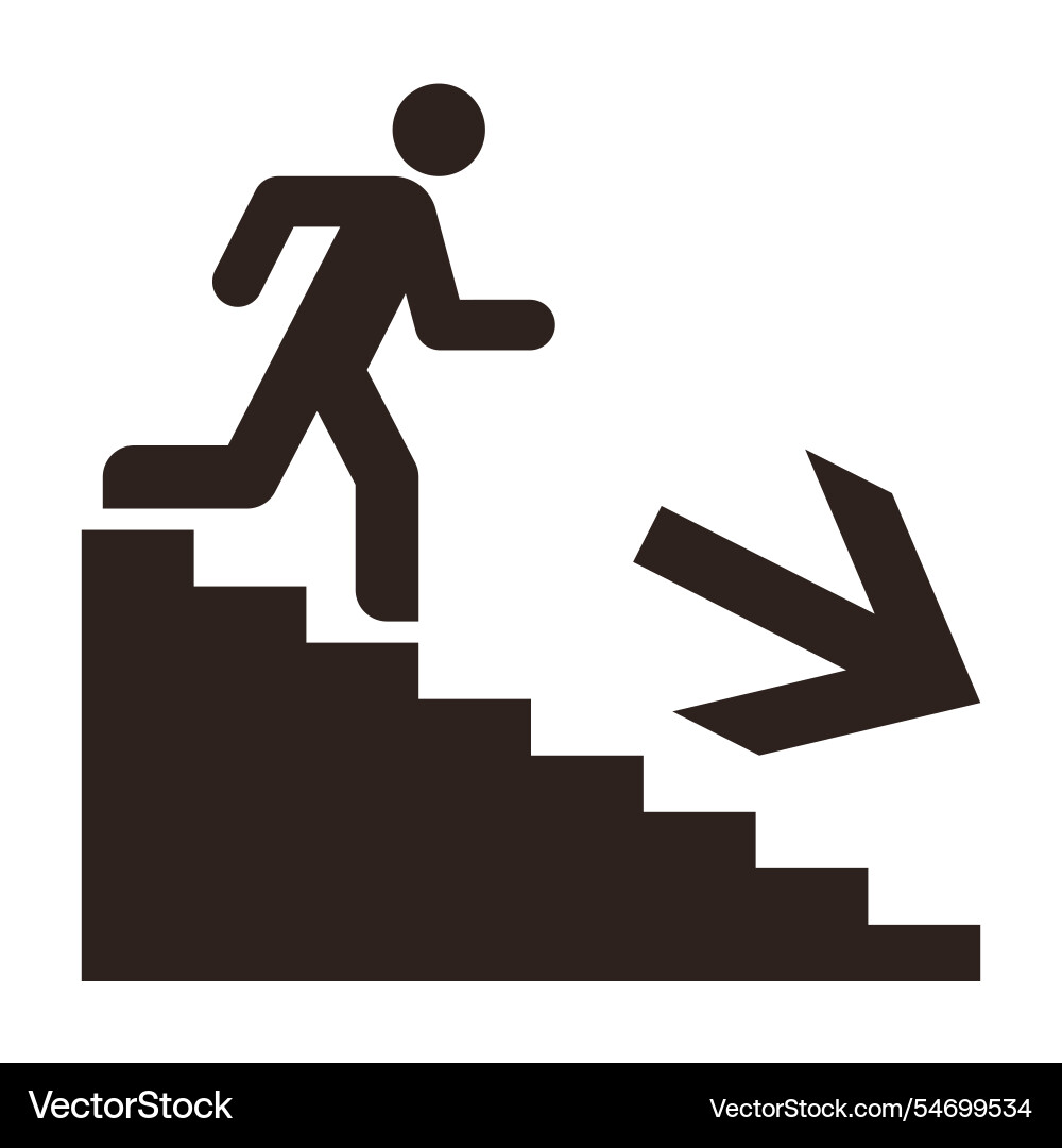 Man running down stairs with direction arrow Vector Image