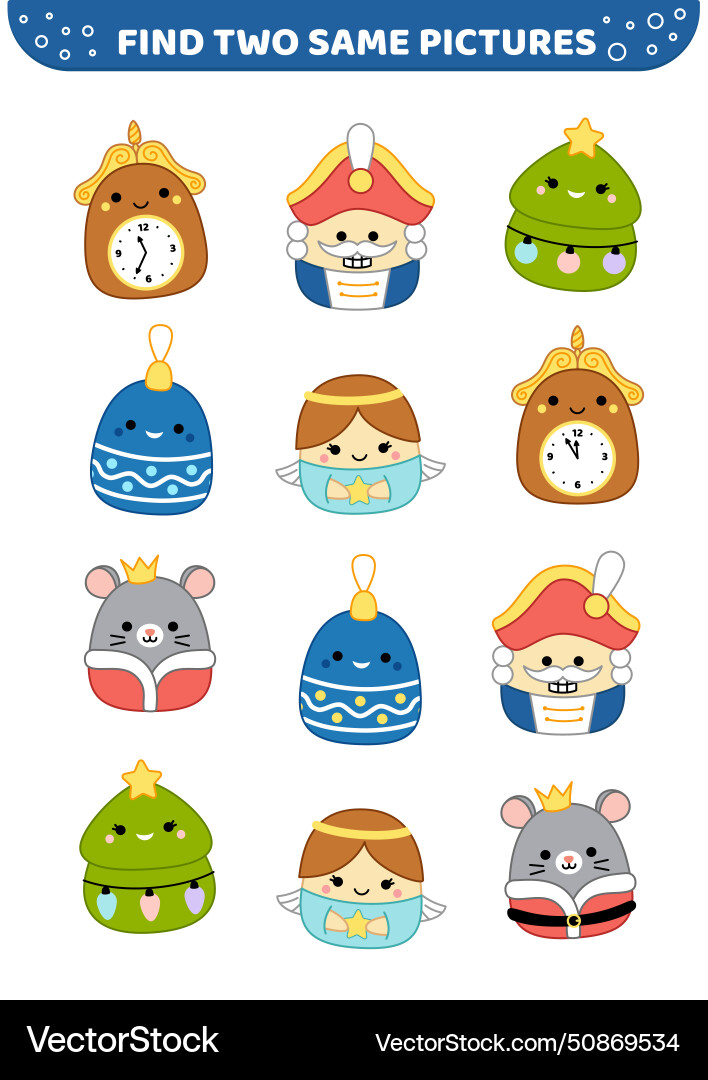 Nutcracker kawaii squishmallow find two same Vector Image