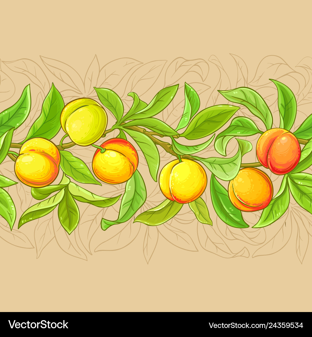 Peach branches pattern on color background Peach branches pattern on color background vector image