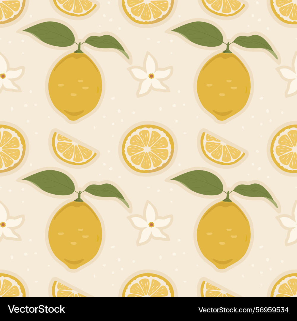Seamless pattern with lemons and flowerssummer Vector Image