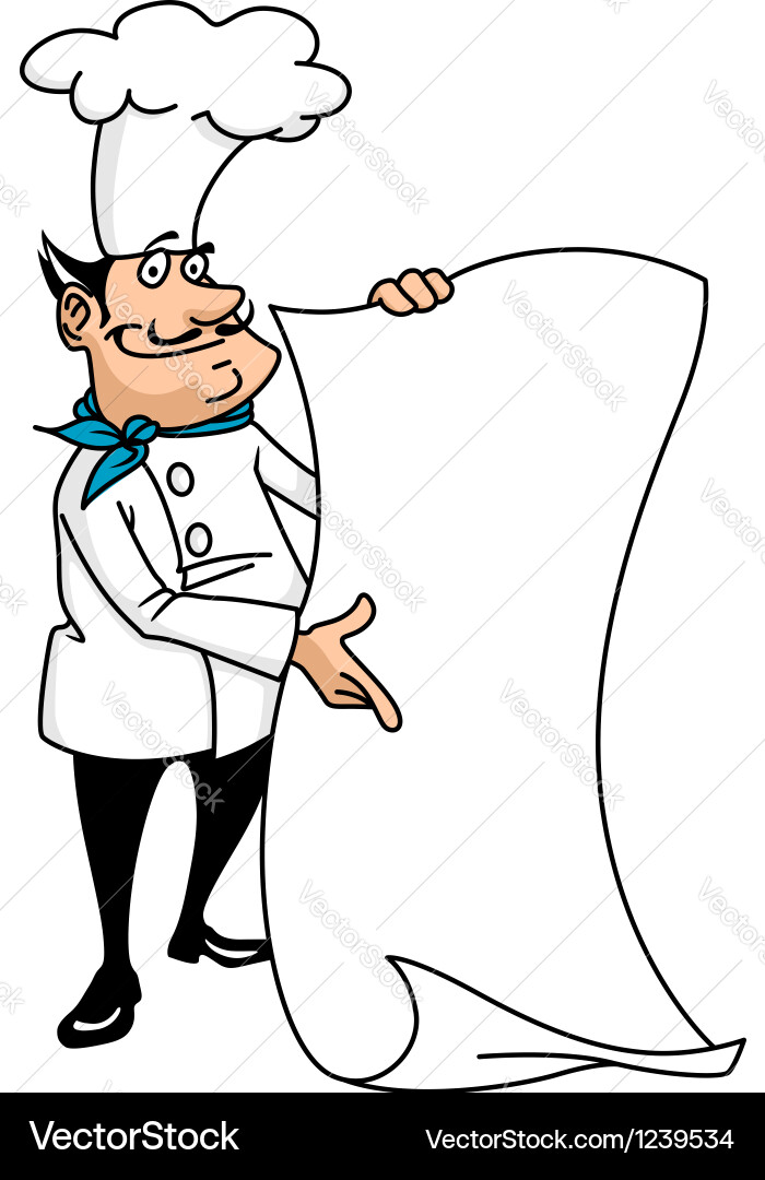 Smiling Chef with Menu vector image