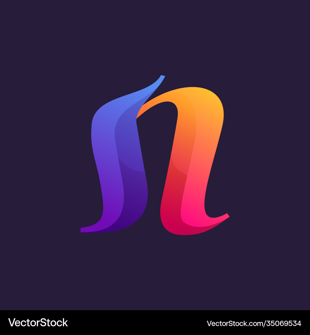 Vibrant calligraphy n letter logo with colorful Vibrant calligraphy n letter logo with colorful vector image