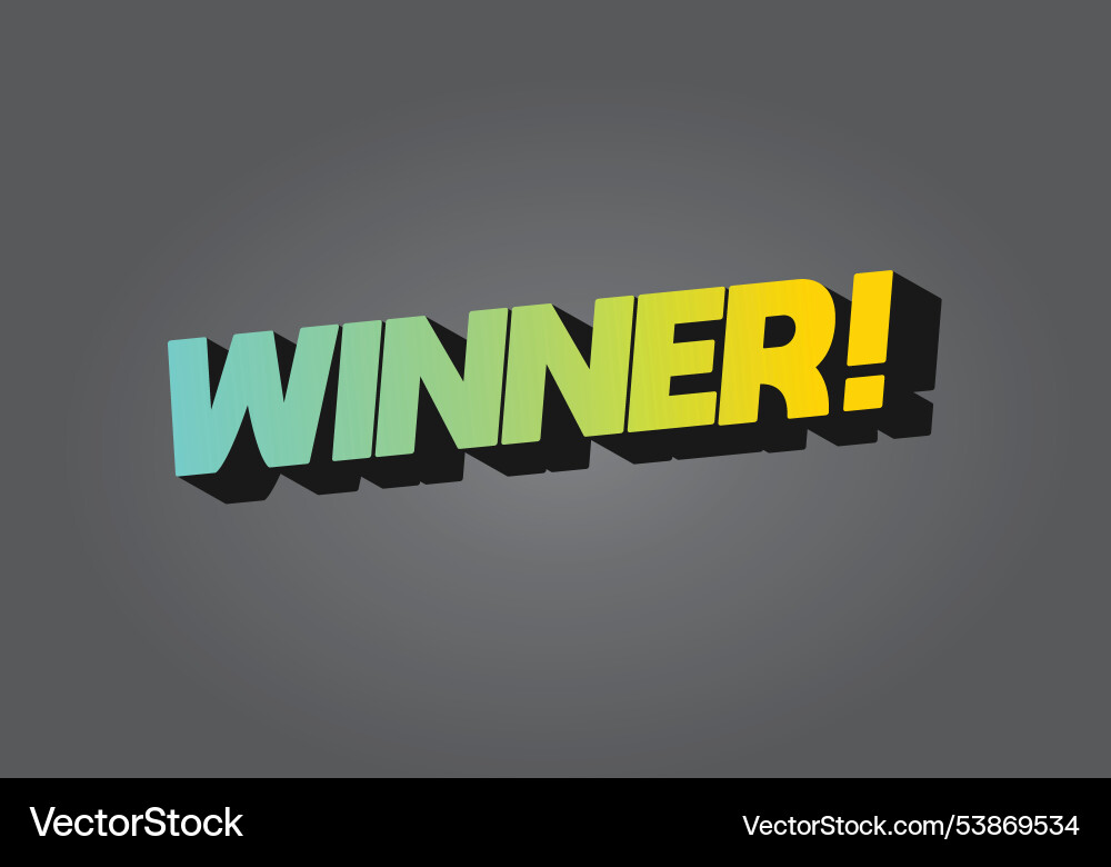 Winner text effect with modern color in 3d style Vector Image