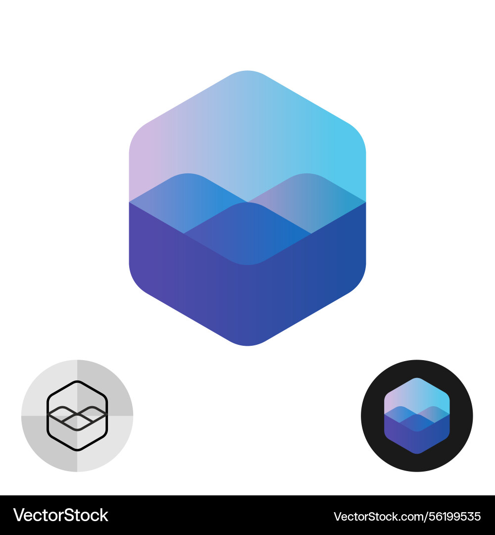 Abstract 3d cube hex colorful gradient logo Abstract 3d cube hex colorful gradient logo Vector Image