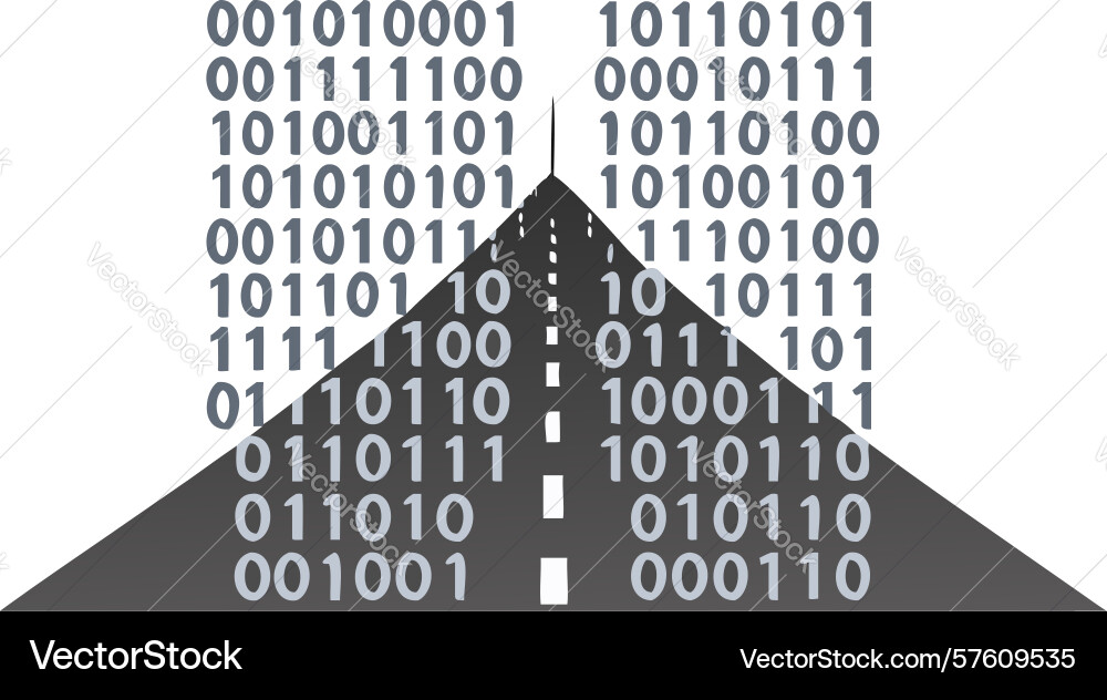 Binary code data streams digital information flow vector image