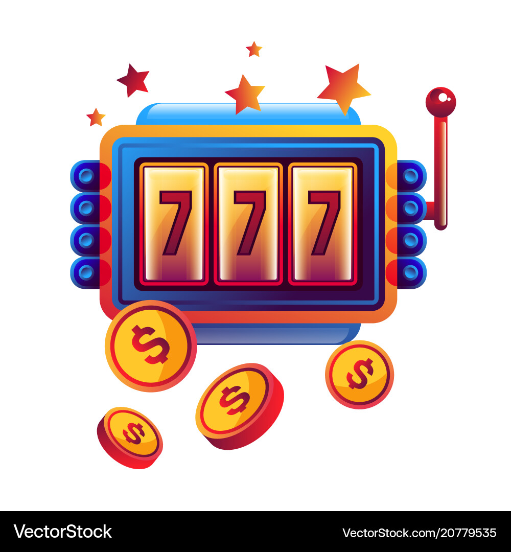 Casino promo Emblem mit Obst-Maschine und Gold Casino promo Emblem mit Obst-Maschine und Gold vektorbild