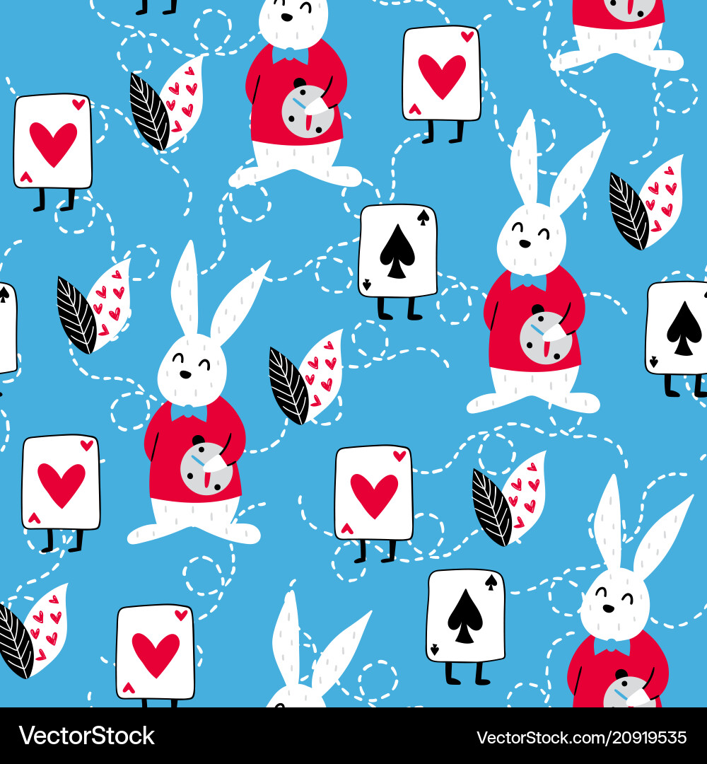 Cute Rabbit Seamless Pattern vector image