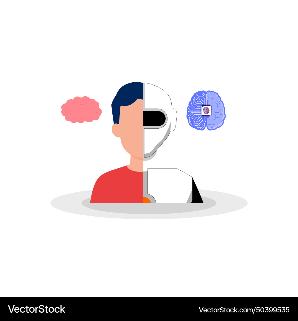 Man robot head artificial intelligence Royalty Free Vector