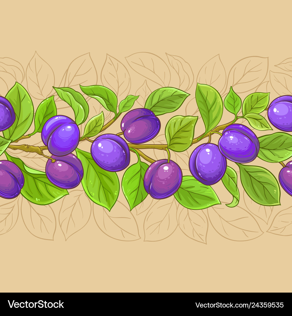 Plum branches pattern on color background Plum branches pattern on color background vector image