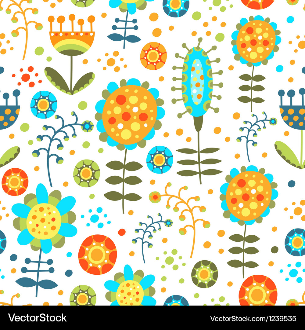 Seamless bright floral pattern on a white Vector Image