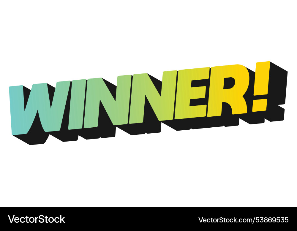 Winner text effect with modern color in 3d style Vector Image