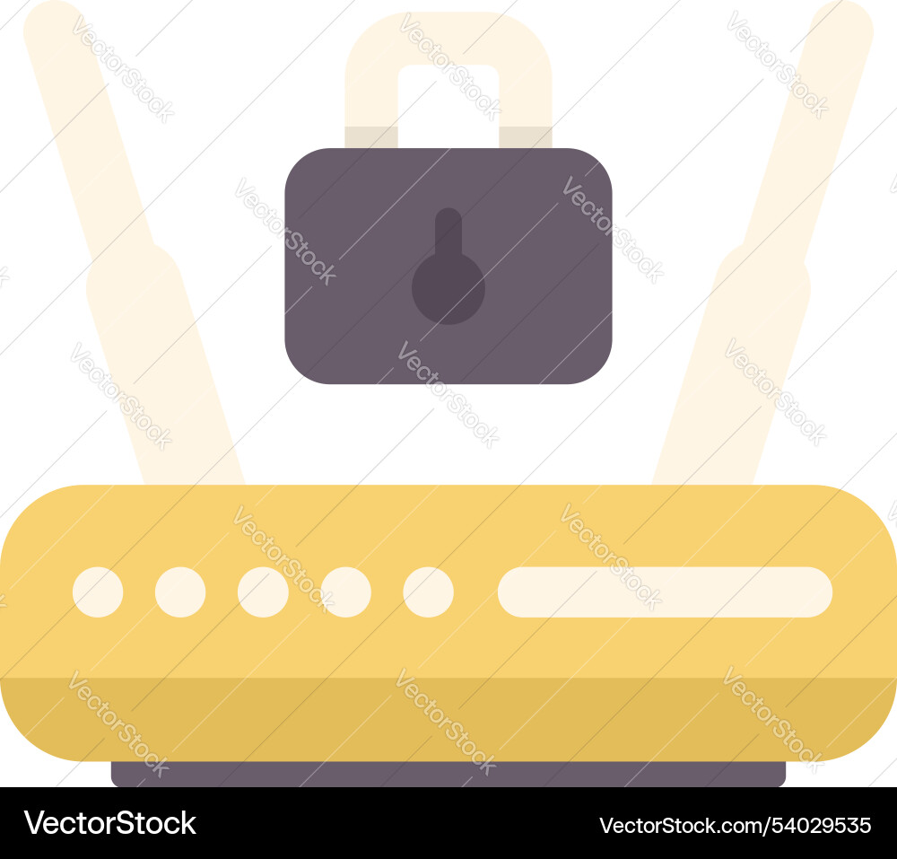 Wireless router being secured with a padlock Wireless router being secured with a padlock vector image