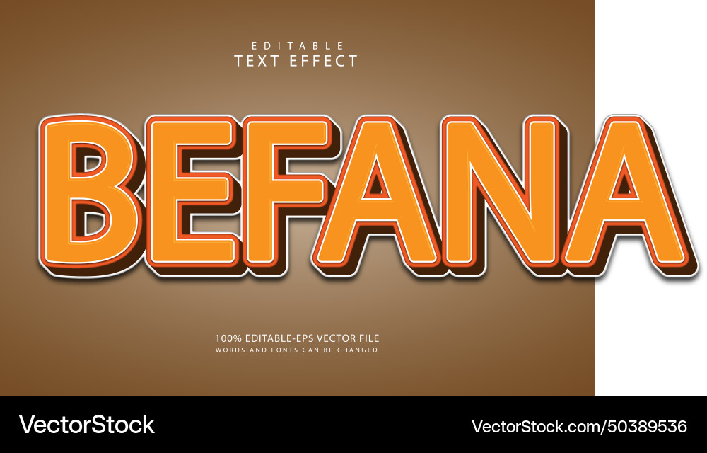 Befana editable text effect 3 dimension emboss vector image