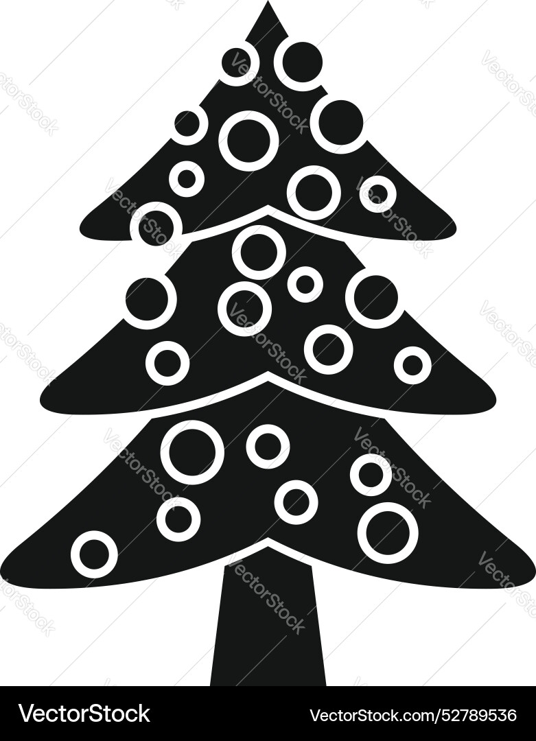 Black christmas tree silhouette with round Black christmas tree silhouette with round vector image