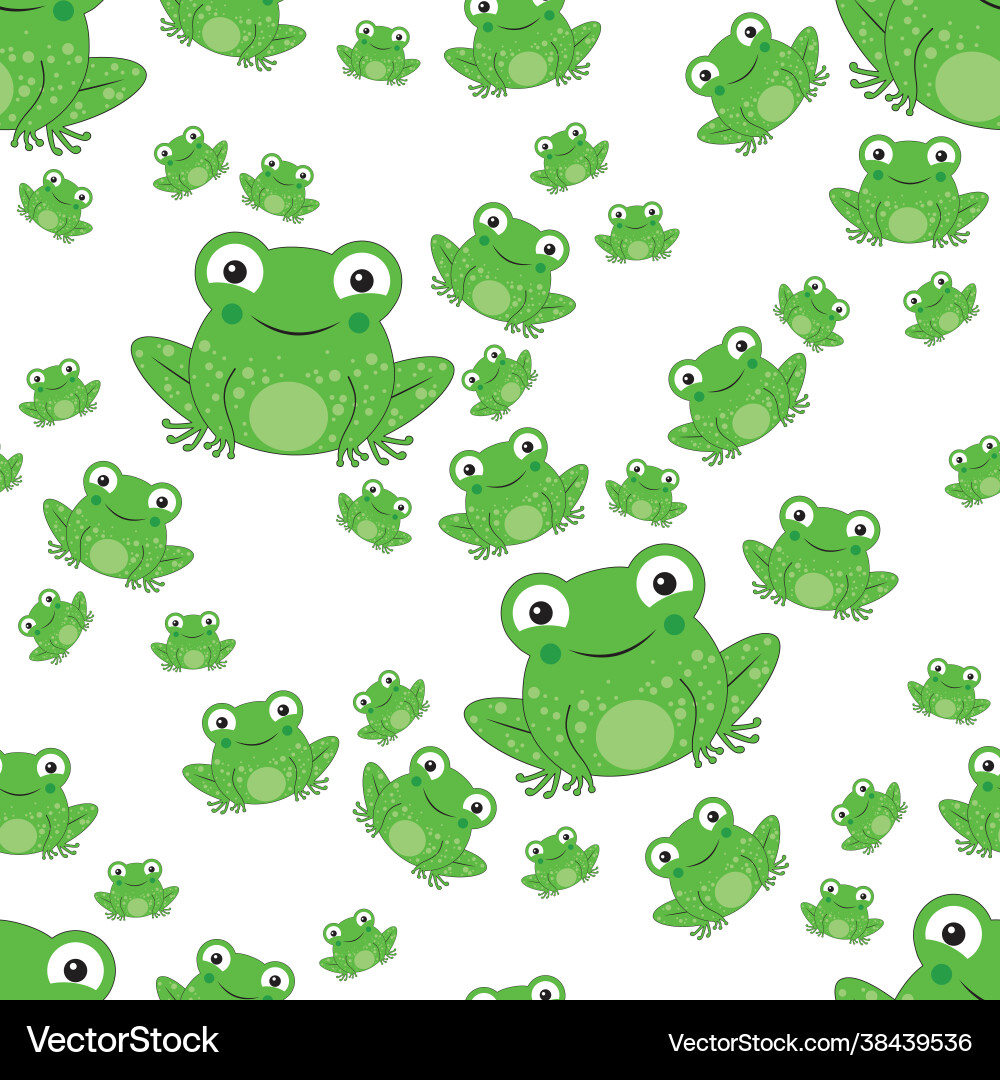 Cute Frog Seamless Pattern vector image