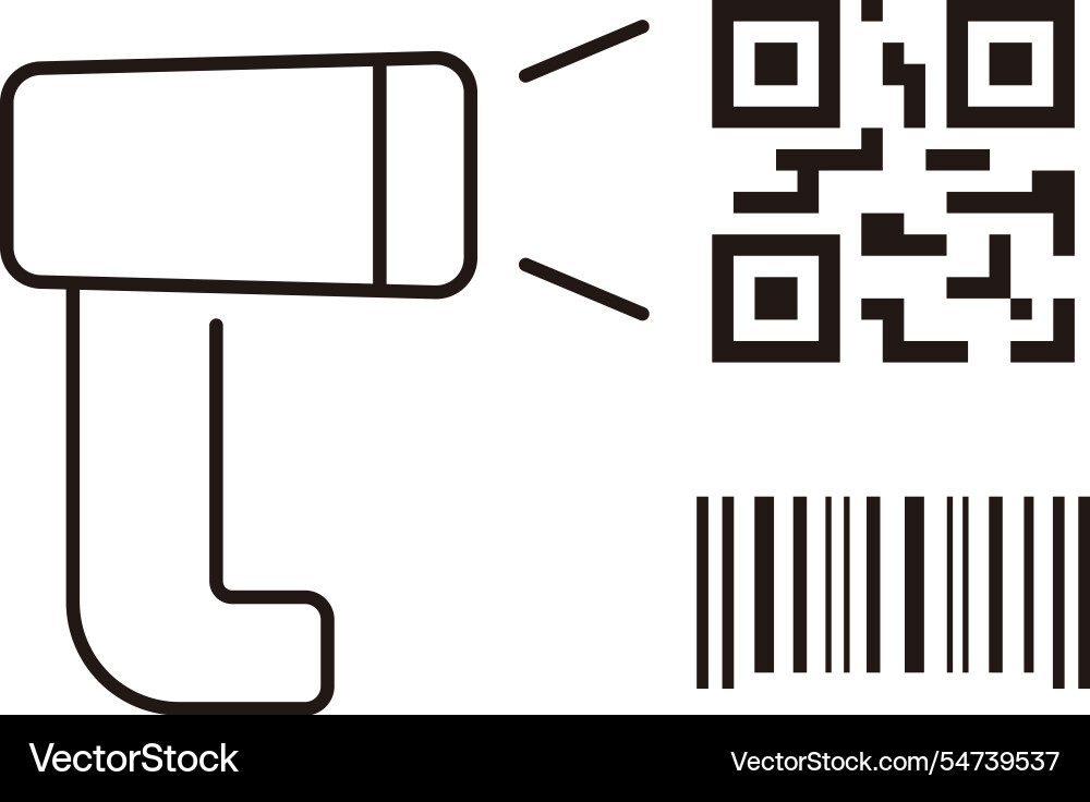 Bar code and qr scanner line icon vector image