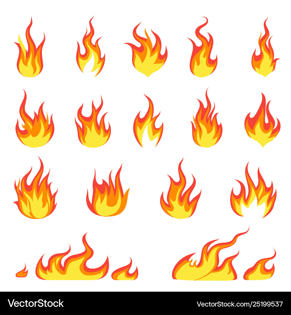 Cartoon fire flame fires image hot flaming Cartoon fire flame fires image hot flaming vector image